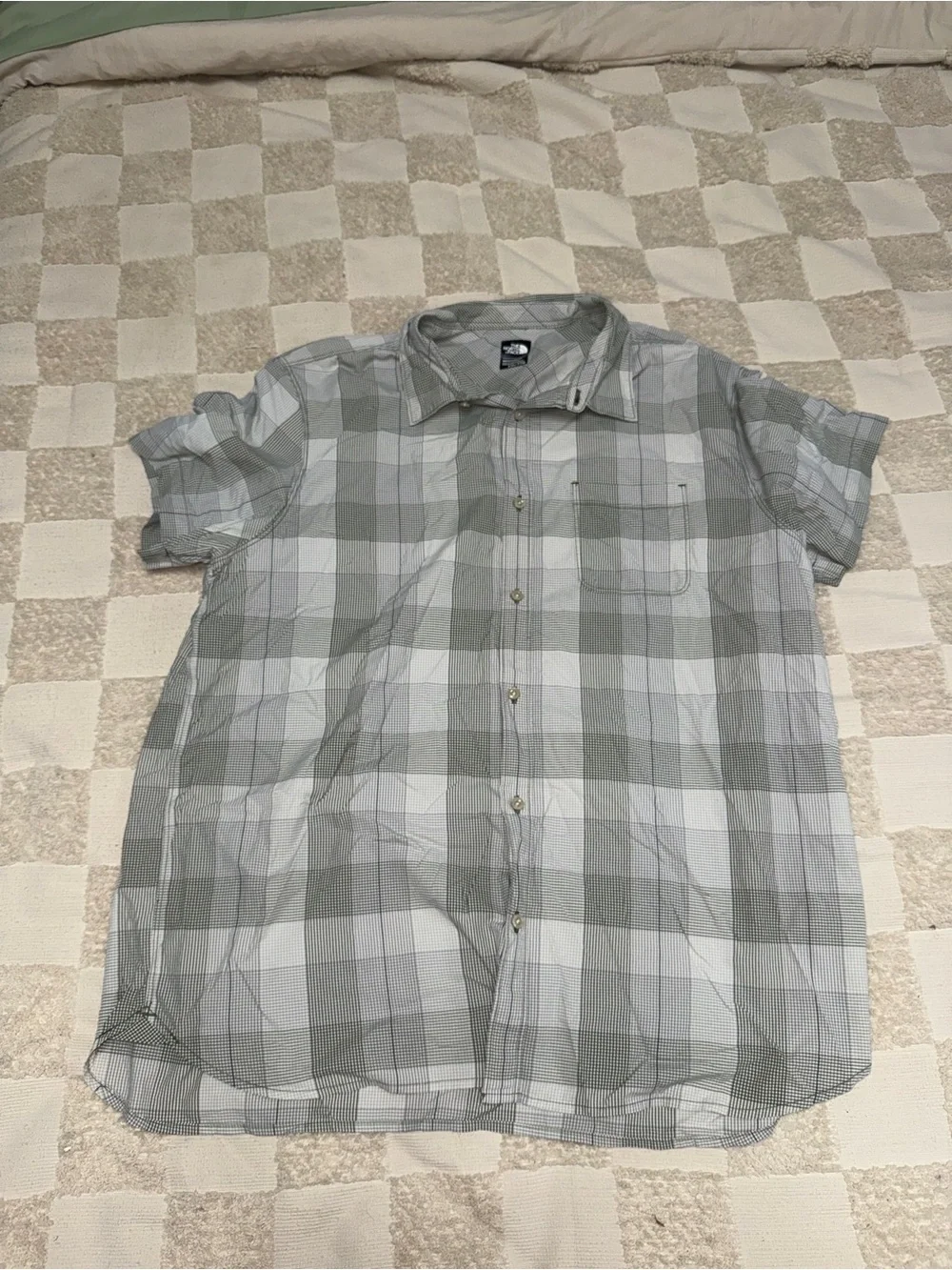 The North Face nylon plaid button front lightweight outdoor hiking size XXL‎